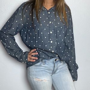 J. Crew Tops - J Crew Button Down Polka Dot Chambray J. Crew Tops - J Crew Button Down Polka Dot Chambray
